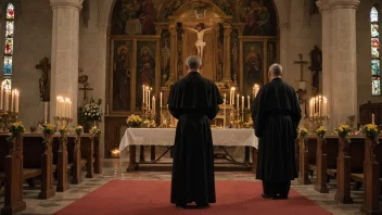 En still og kontemplativ atmosfære i en kirke på askesøndag.