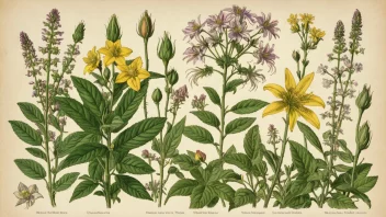 Et bilde av Boraginaceae-familien, som viser dens mangfoldige utvalg av planter og blomster.