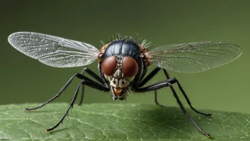 En tovinge, også kjent som en Diptera, med sine karakteristiske to vinger og store sammensatte øyne.