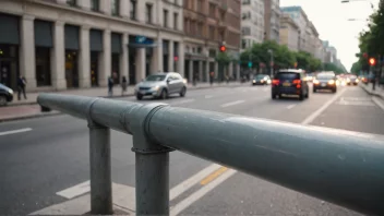 En trafikkbom på en vei, brukt til å kontrollere eller blokkere trafikken.