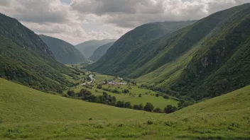 En fredelig dal med et skilt som viser dens unike navn