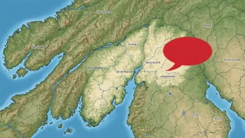 Et kart over Vestfold fylke i Norge med en taleboble som indikerer dialekten som tales i regionen.