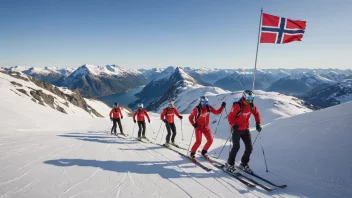 Et alpinlag som konkurrerer i et fjellandskap.