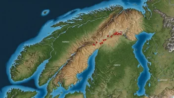 Et kart over Norge med ulike arter markert