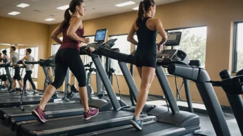 En person som løper på en tredemølle på et godt utstyrt gym