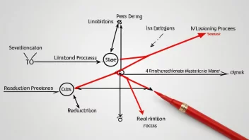 En illustrasjon av et prosessdiagram som viser de forskjellige stadiene i en reduksjons- eller begrensingsprosess.