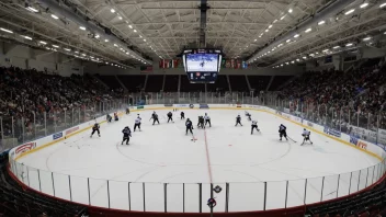 En ishockeybane med lag som konkurrerer i en turnering