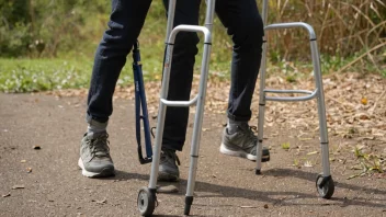 En person som bruker en buenstøtte for å hjelpe dem å gå