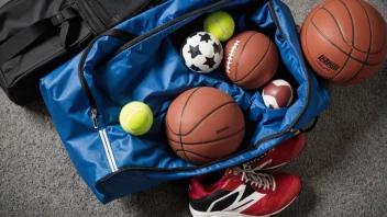 En sportsbag med ulikt sportsutstyr