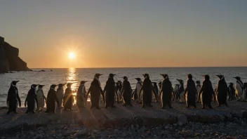 En gruppe pingviner som står på en steinete strand.