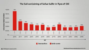 En graf som viser svovelinnholdet i ulike typer olje, med en rød linje som markerer maksimalt tillatt svovelprosent.