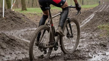 En person som kjører en cyclocross-sykkel på et krevende terreng.