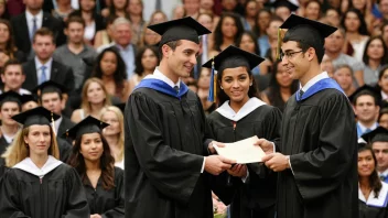 Et bilde av en diplomutdelingsseremoni hvor studenter mottar sine diplomer.