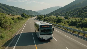 En langrutebuss på en motorvei