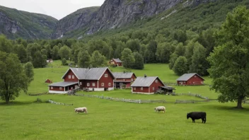 Et tradisjonelt norsk gårdsætt med en gård og uthus