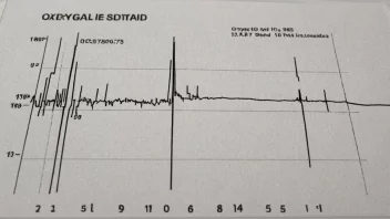 En medisinsk graf som viser en pasients oksygenverdier synker, noe som indikerer en hypoksemisk episode.