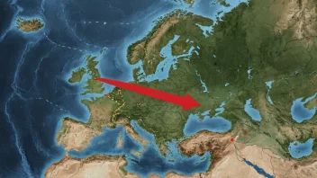 En illustrasjon av begrepet østliggjøring, som viser bevegelsen av en region mot øst.