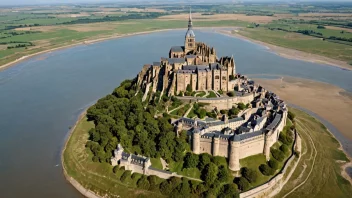 En naturskjønn utsikt over Mont Saint-Michel øya og klosteret i Normandie, Frankrike.