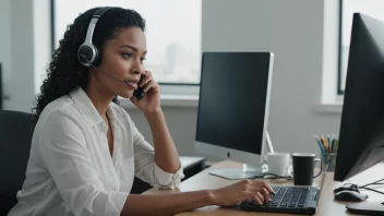 En kundeservicerepresentant som jobber på et callcenter.