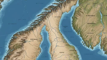 Et kart over Norges kyst med skipsruter