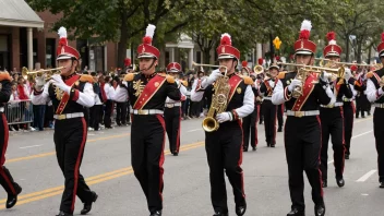 Et marchingsband som spiller i en parade.