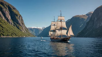 En tradisjonell norsk Englandsbåt som seiler gjennom fjordene.