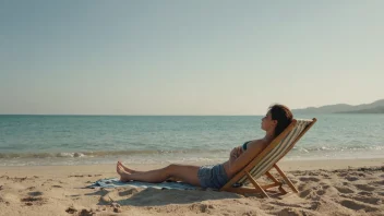 Et fredelig bilde av en person som slapper av på en strand med en rolig havutsikt