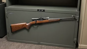 En våpenboks med kombinasjonslås og en rifle