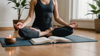 Et fredelig og rolig bilde av en person som praktiserer selvtrening gjennom meditasjon og journaling.