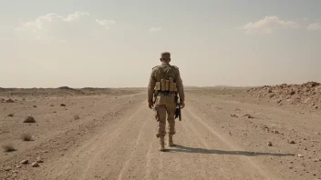 Et øde og desolat landskap med en enkelt soldat som går i det fjerne, symboliserer følelsen av håpløshet og fortvilelse som kommer med krigslethet.