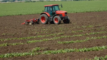 En person som arbeider i en åker med en traktor i bakgrunnen.