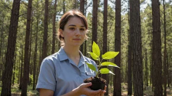 En skogværner planter et tre i skogen.