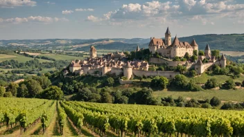 Et vakkert landskap av Bourgogne-regionen i Frankrike.