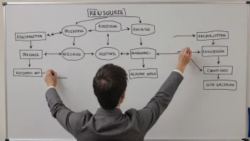 En person står foran en whiteboard og forklarer prosessen med ressursallokering og -frigjøring.