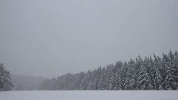 Et snødekt landskap med en stor mengde snø som faller fra himmelen.