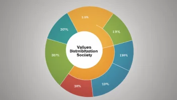 En kakediagram som viser fordelingen av verdier i et samfunn.
