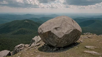 En stor fjellblokk på toppen av fjellet med en vakker utsikt