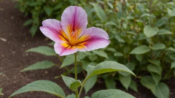 En vakker blomst med blomsterblad i forskjellige farger, i en hage eller en vase.