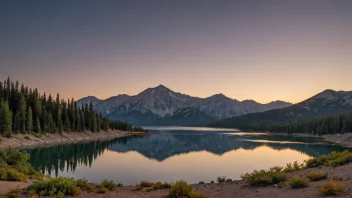 Et vakkert landskapsfotografi av en fjellkjede ved solnedgang.