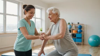 En eldre voksen som trener med en fysioterapeut for å forbedre sin seniorhelse.