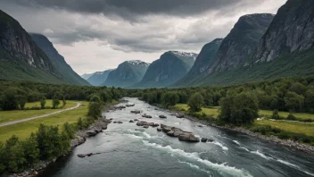 Aurdalselva som renner gjennom en dal i Norge