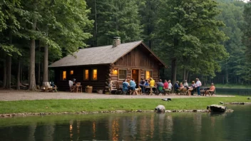 En fredelig og idyllisk scene av en hytte i skogen, som symboliserer gleden av hyttelivet.