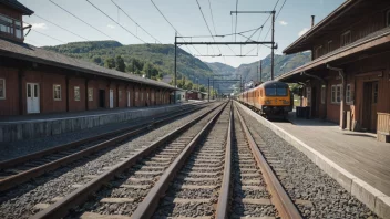 Et tog som bytter spor på en jernbanestasjon i Norge.