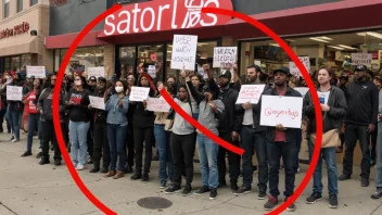 En gruppe mennesker som protesterer og boikotter en butikk.