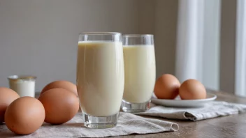 Et glass eggvæske, en tradisjonell norsk drikke laget av egg og melk.