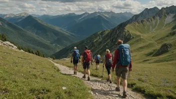 En gruppe mennesker på en fjellvandringsekspedisjon.