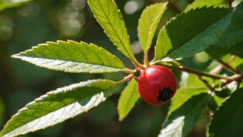 Et enkelt smultron som vokser på en busk i skogen.