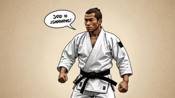 En illustrasjon av en judoka i en judodrakt, med en tankeboble som viser en judoteknikk.