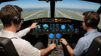 En person som lærer å fly i en flysimulator.