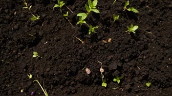 Et bilde av en mørk, fruktbar jord med en blanding av råtnende plantemateriale og små steiner.